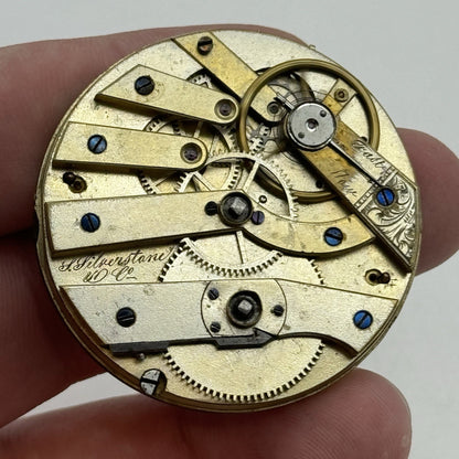 43.2mm Antique Good Balance S Silverstone Cylinder Pocket Watch Movement PARTS