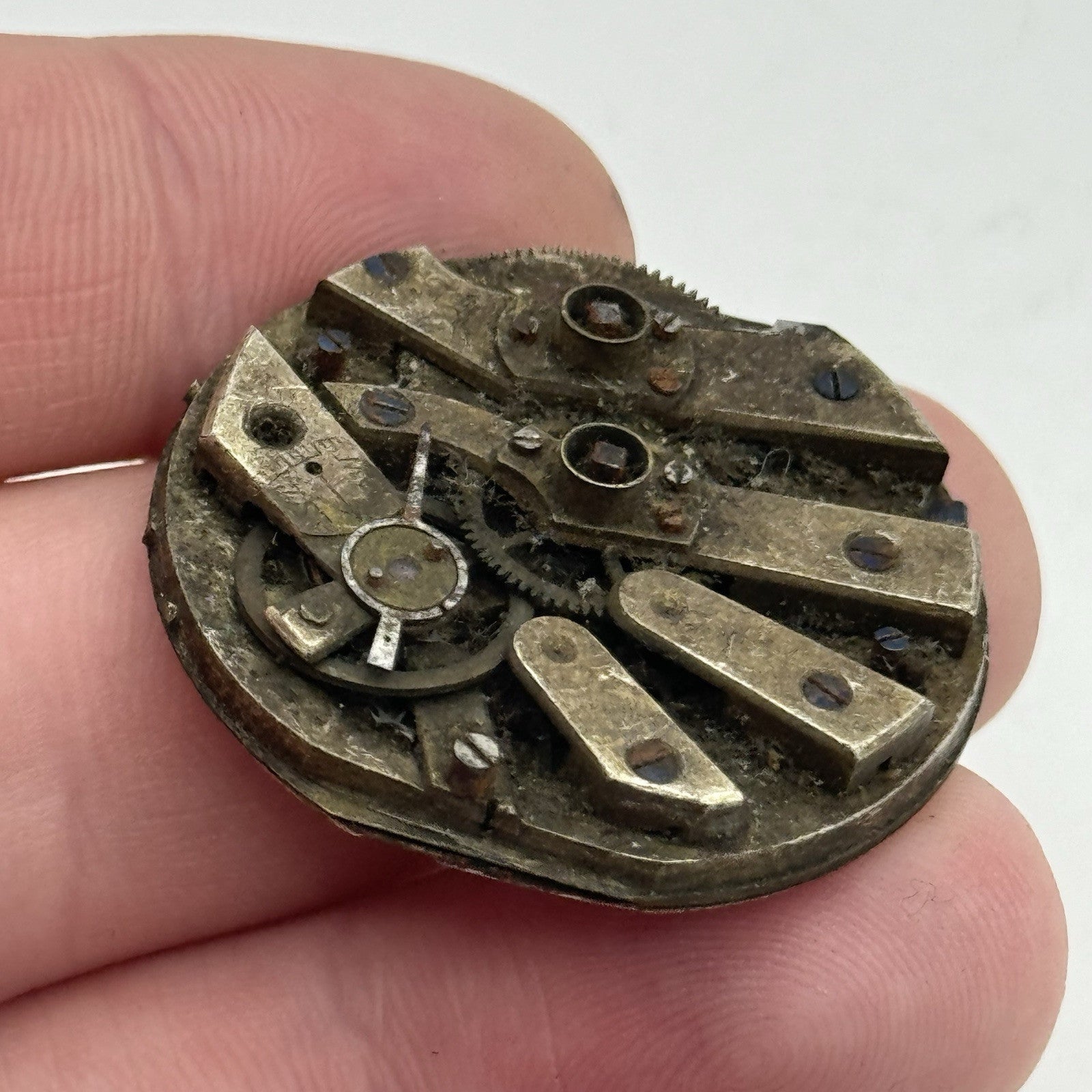 34mm Antique Beautiful Porcelain Dial Pocket Watch Movement - PARTS REPAIR