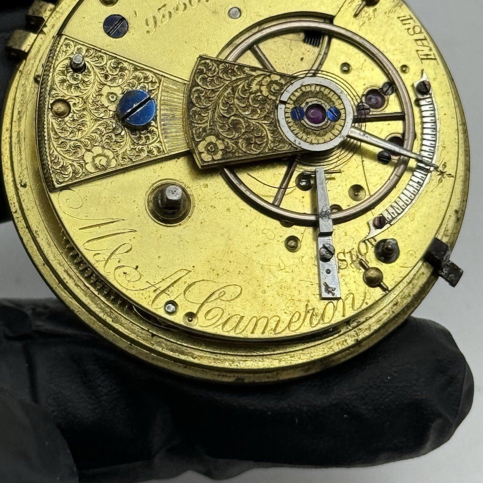 44.7mm Antique Greenock Fusee Pocket Watch Movement - Balance Intact PARTS