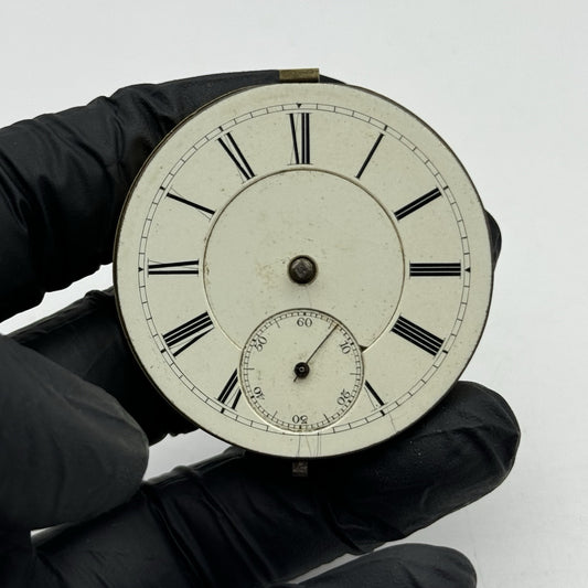 46.5mm Antique David Abrahams Manchester Key Wound Pocket Watch Movement PARTS
