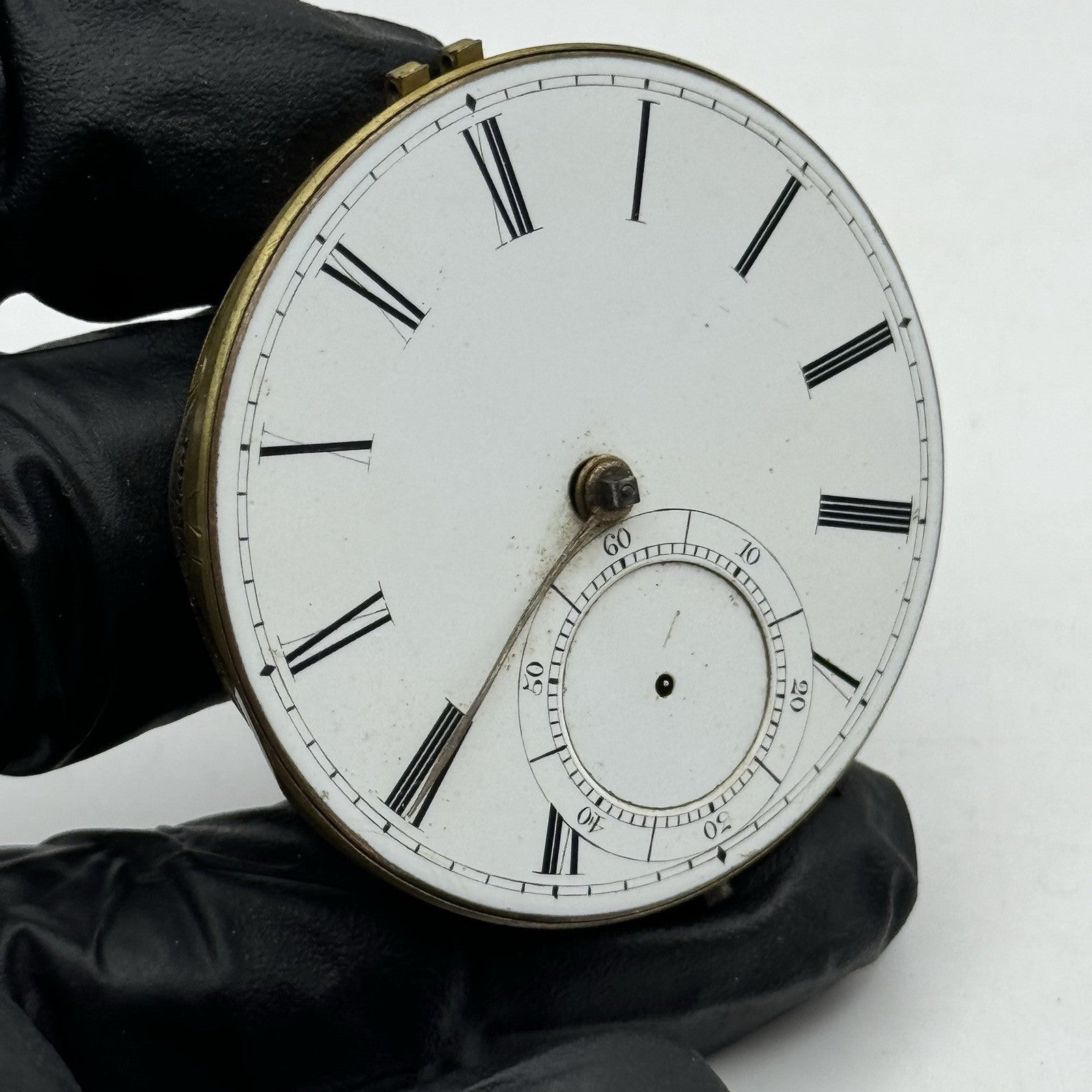 45.7mm Antique Key Wound Fusee Pocket Watch Movement Chain Present PARTS REPAIR