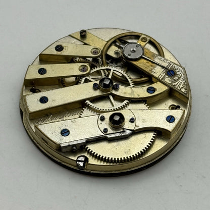 43.2mm Antique Good Balance S Silverstone Cylinder Pocket Watch Movement PARTS
