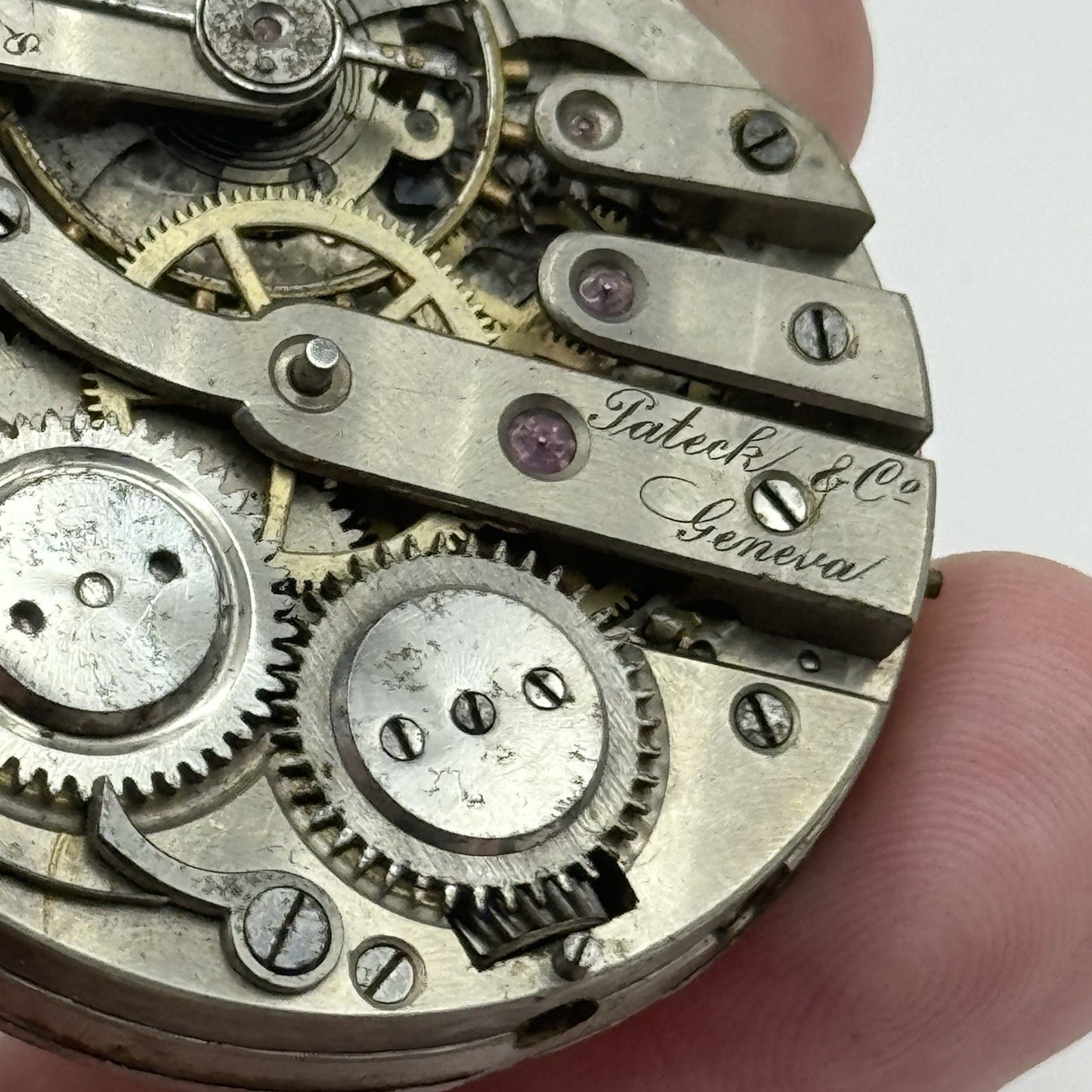 42.8mm Rare Antique Pateck & Co Geneva Swiss Pocket Watch Movement TO RESTORE