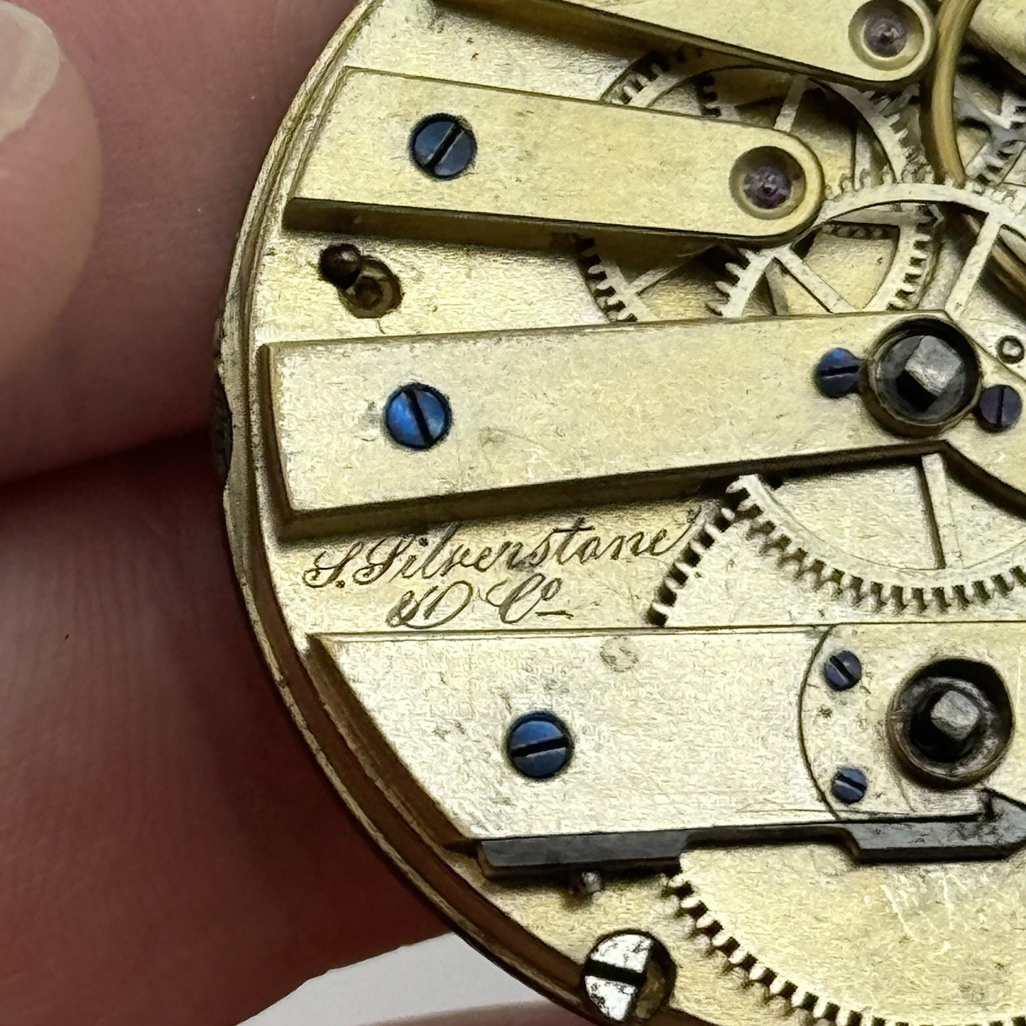 43.2mm Antique Good Balance S Silverstone Cylinder Pocket Watch Movement PARTS