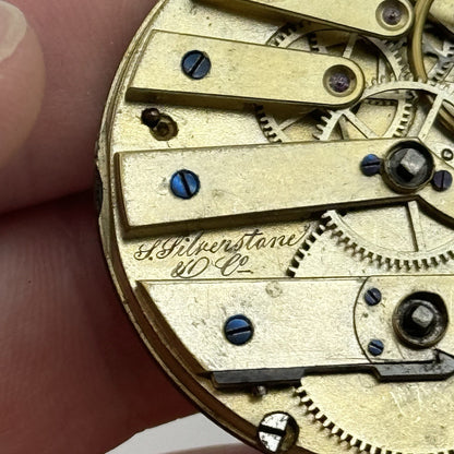43.2mm Antique Good Balance S Silverstone Cylinder Pocket Watch Movement PARTS
