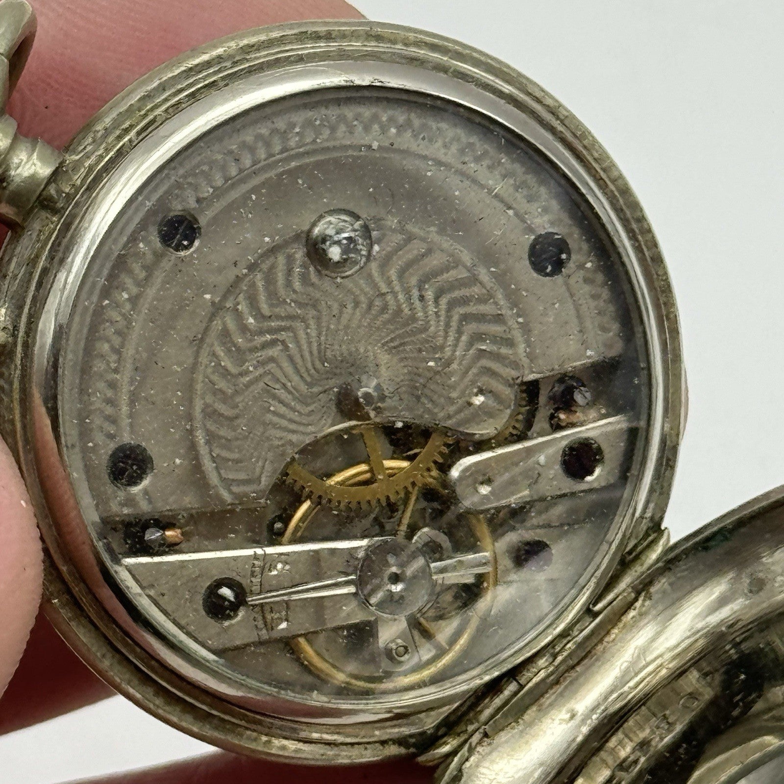 35mm Beautiful Pin Set Clear Case Back Porcelain Dial Fob Pocket Watch - PARTS