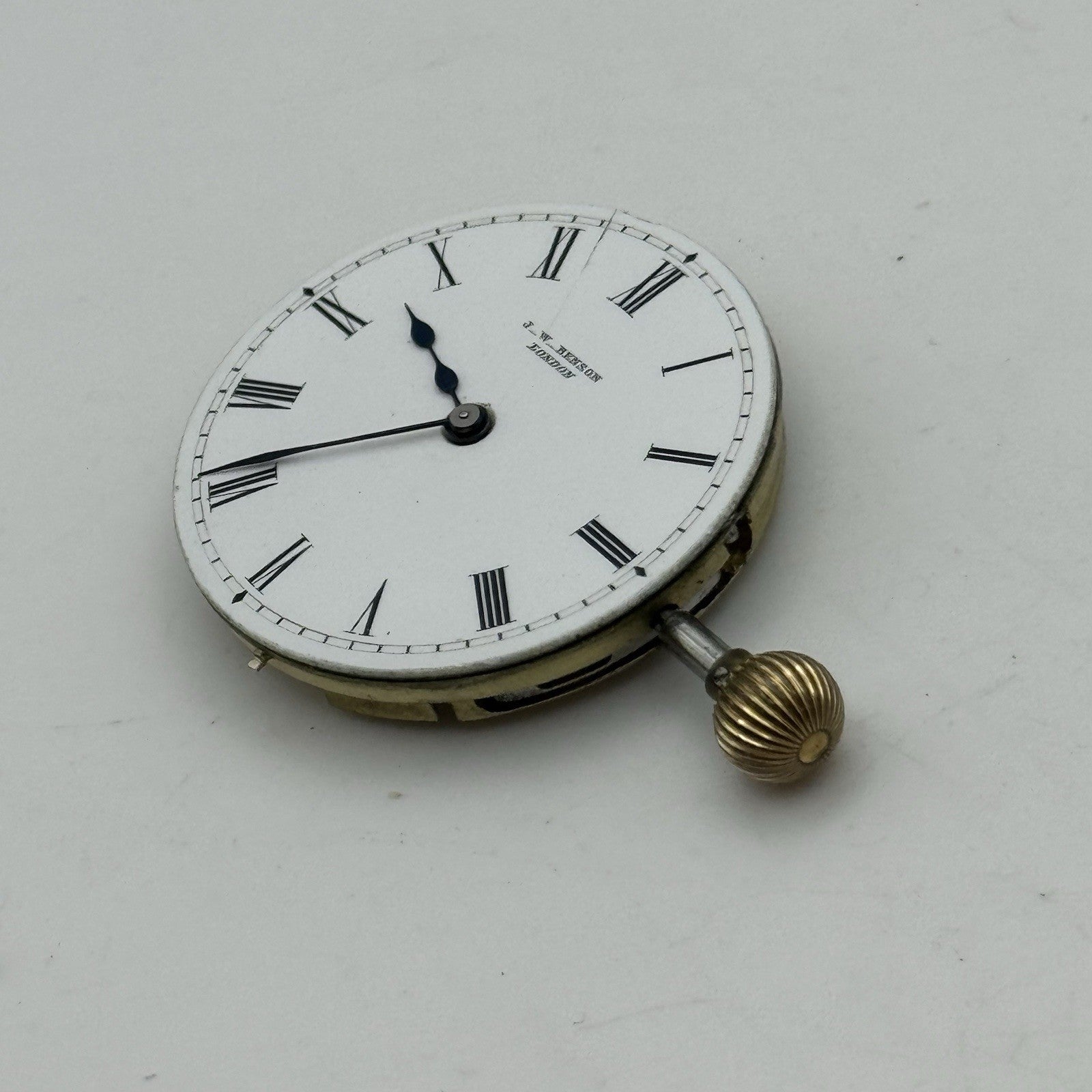 32mm Antique High Grade J W Benson Cylinder Fob Pocket Watch Movement TO RESTORE