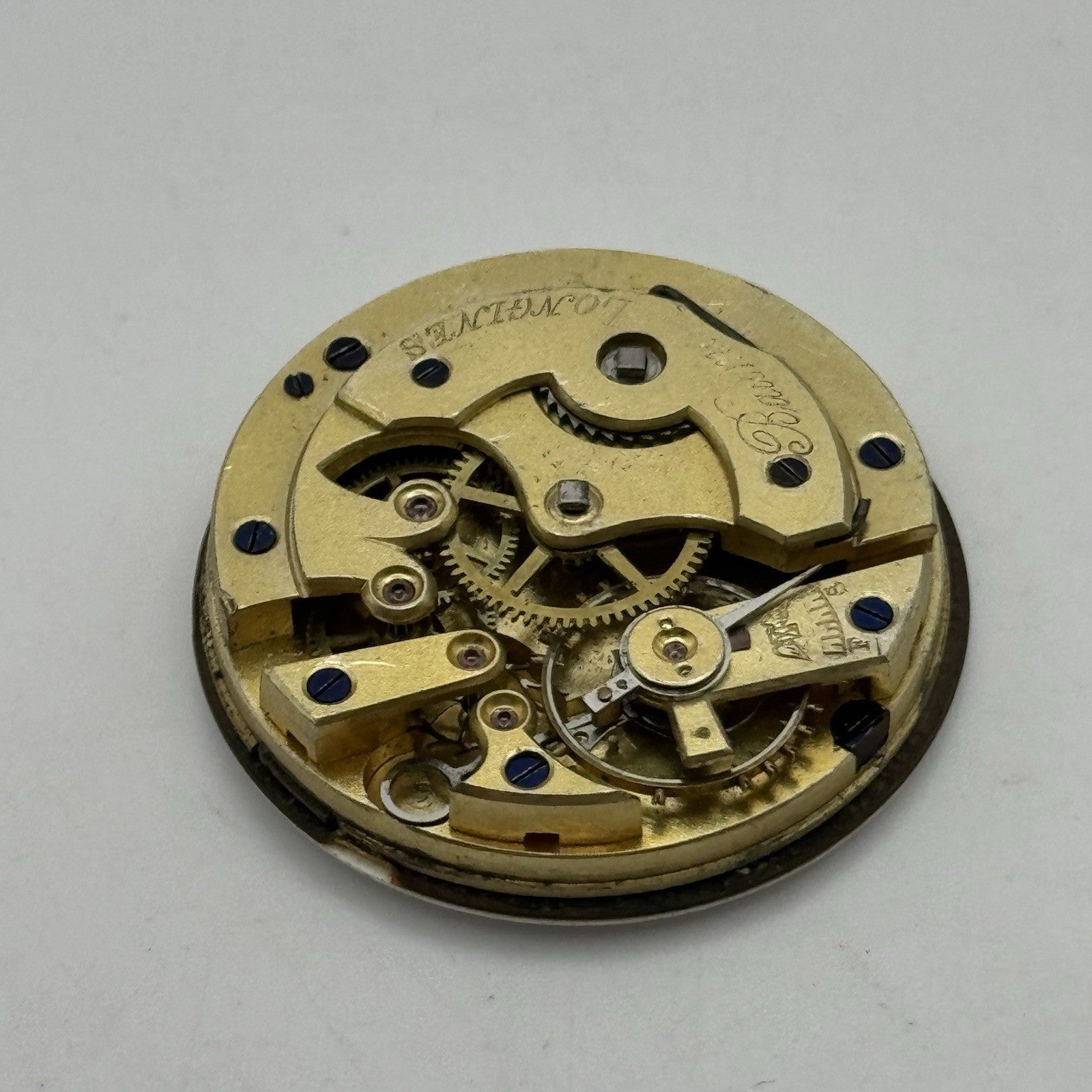 33.8mm Antique Longines Baume Key Wound Swiss Pocket Watch Movement PARTS REPAIR