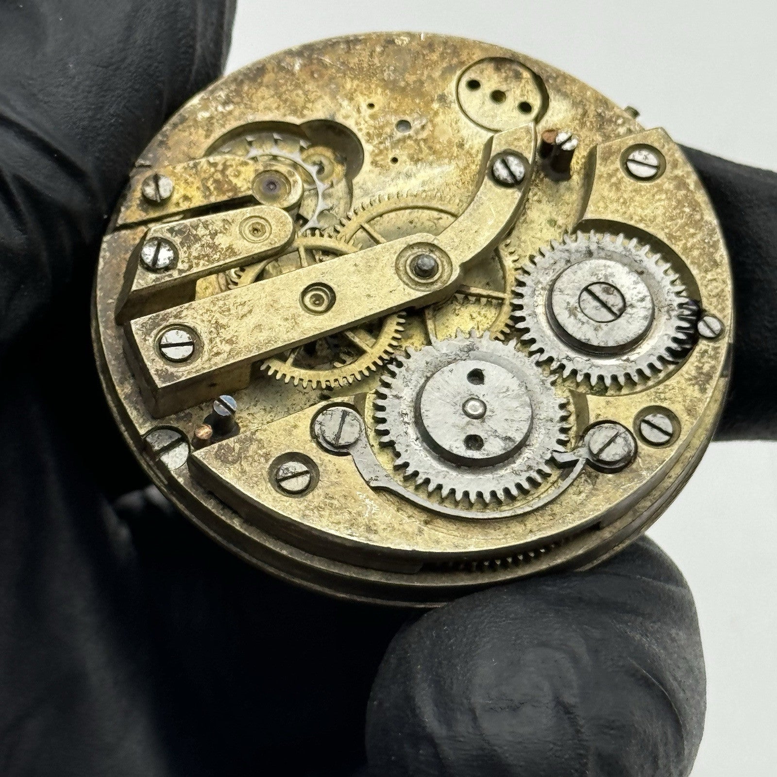 40.6mm Antique Unidentified Cylinder Escapement Pocket Watch Movement - PARTS