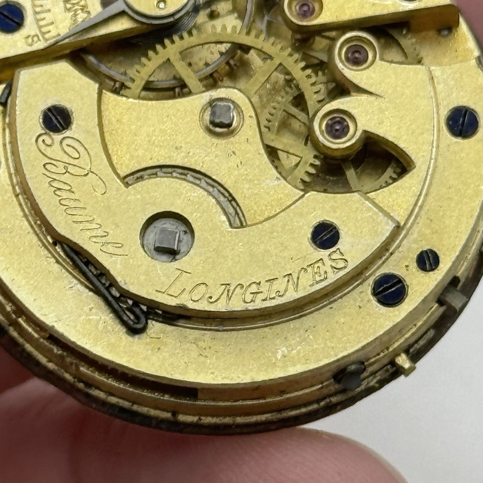 33.8mm Antique Longines Baume Key Wound Swiss Pocket Watch Movement PARTS REPAIR