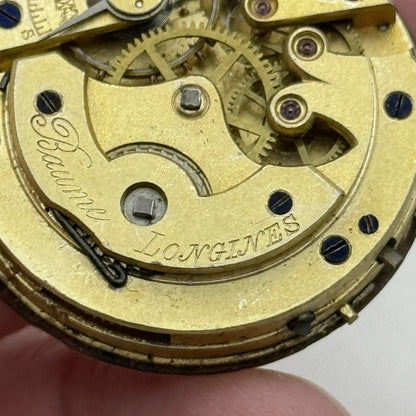 33.8mm Antique Longines Baume Key Wound Swiss Pocket Watch Movement PARTS REPAIR