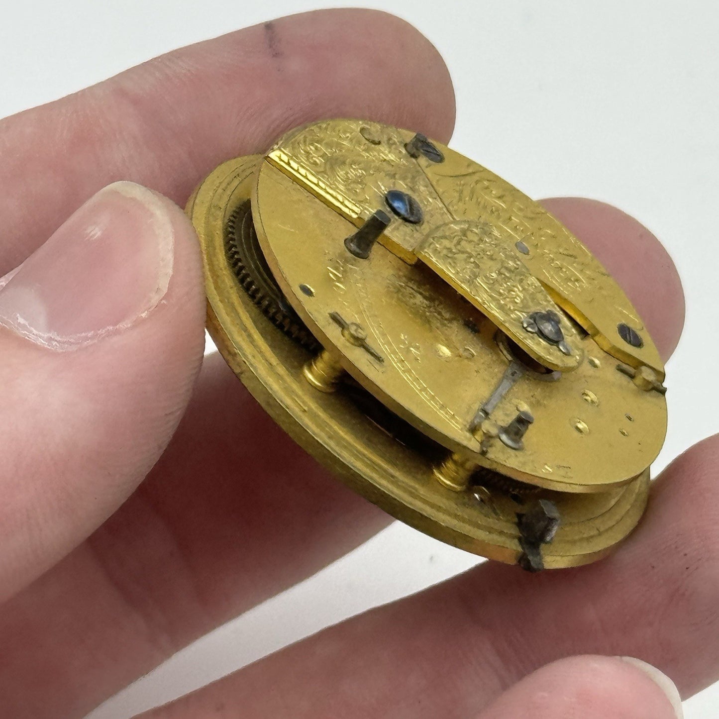 40.9mm Antique Joseph Taylor Pontefract Fusee Pocket Watch Movement - PARTS