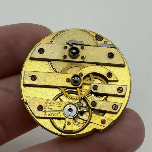 36.4mm Antique Japy Freres Cylinder Pocket Watch Movement - Balance Intact PARTS