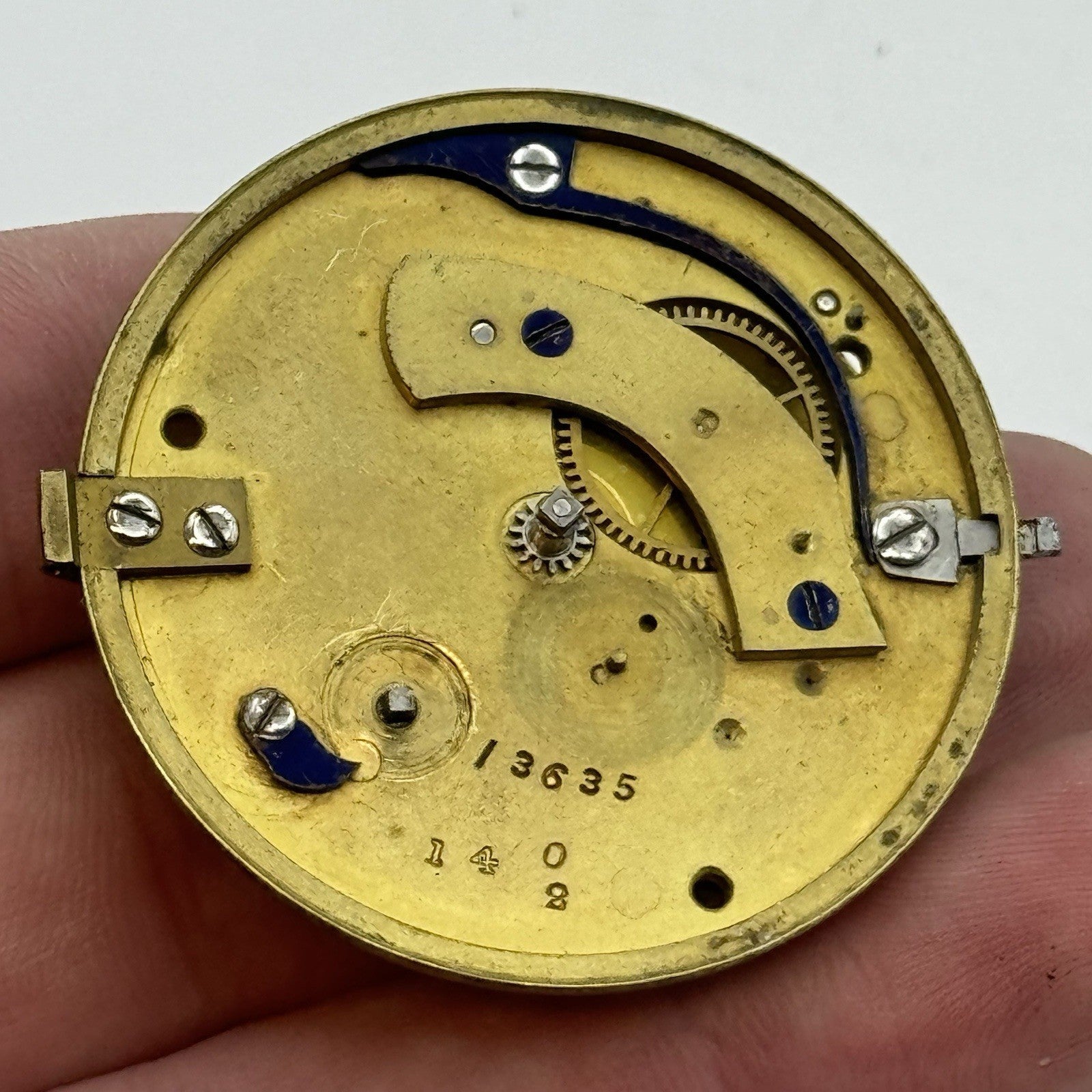 43mm Antique Fusee Pocket Watch Movement - Chain Missing PARTS REPAIR SPARES