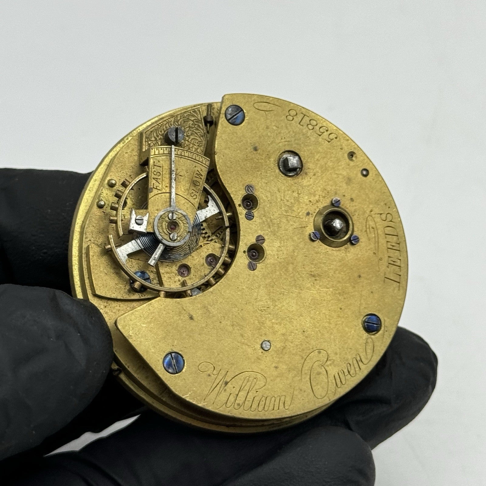 49mm William Owen Leeds Centre Seconds Chronograph Pocket Watch Movement - PARTS