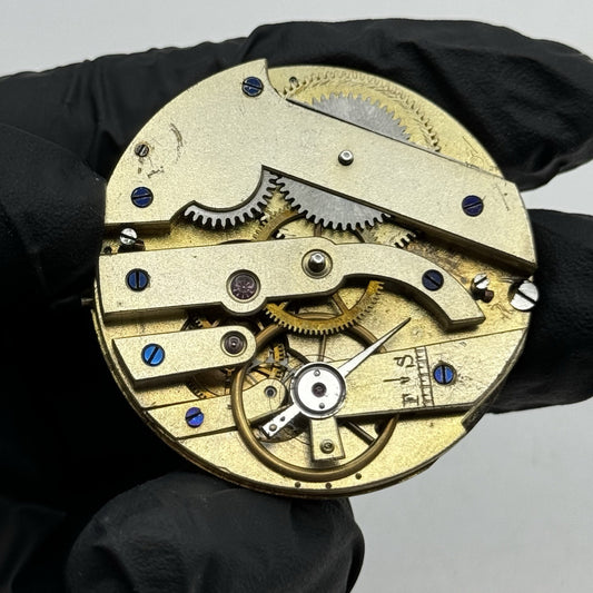 43.1mm Interesting Antique Pocket Watch Movement - Balance Intact PARTS REPAIR