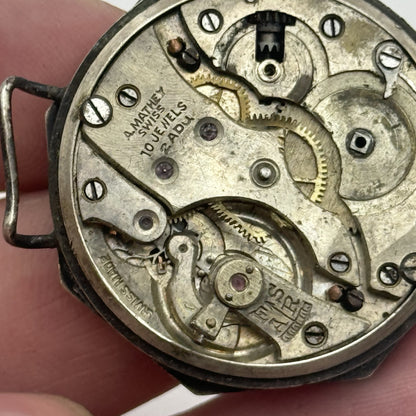 34mm Octagonal Marksman Possibly Silver Trench Watch Vintage TO RESTORE PARTS