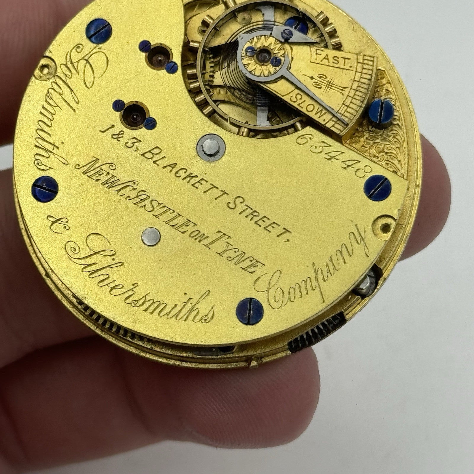 Antique Pocket Watch Movement Quality Newcastle Goldsmiths & Silversmiths Parts