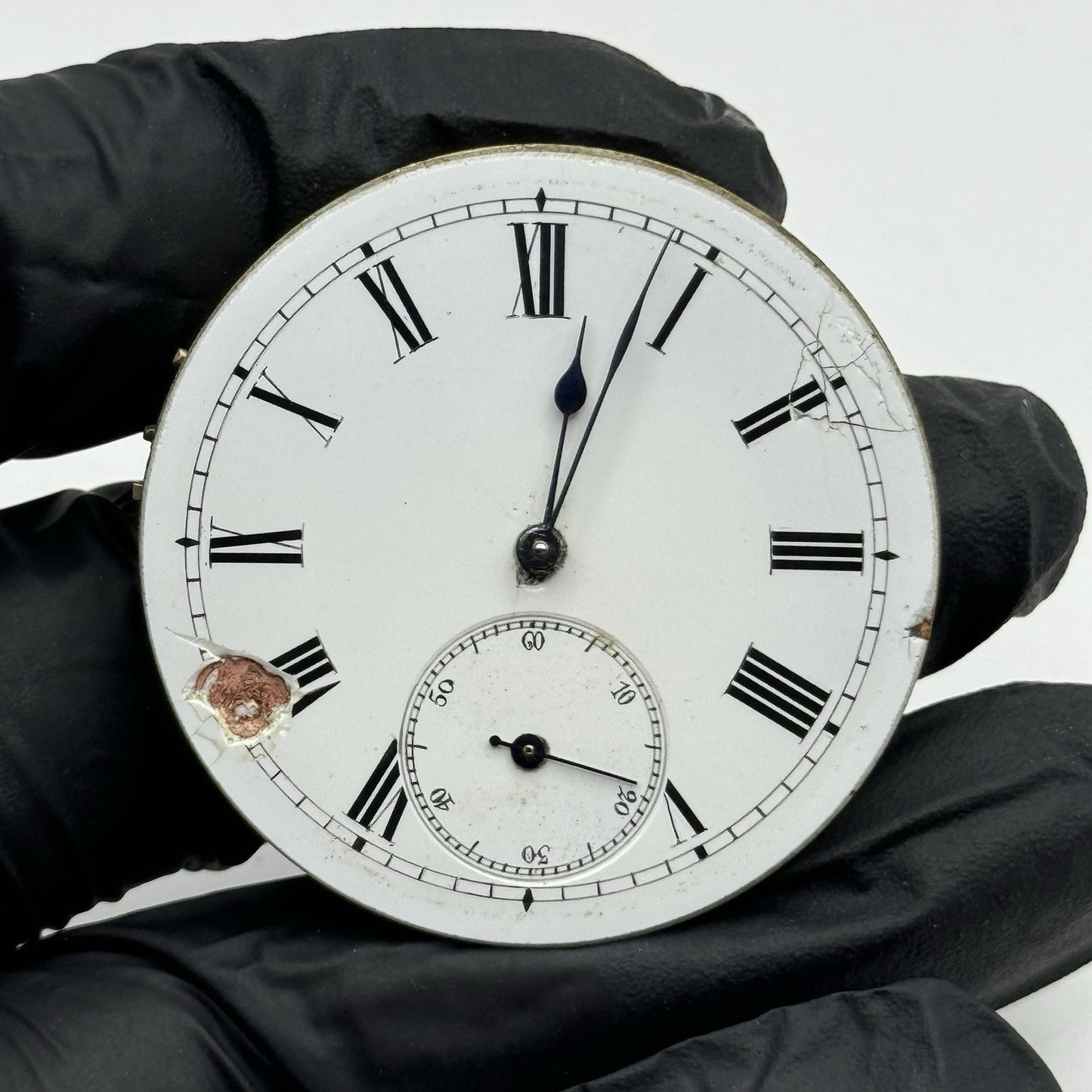 42.9mm Antique Key Wound Pocket Watch Movement - Roman Numerals PARTS REPAIR