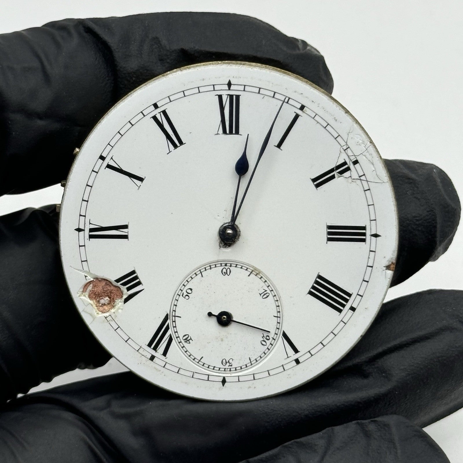 42.9mm Antique Key Wound Pocket Watch Movement - Roman Numerals PARTS REPAIR