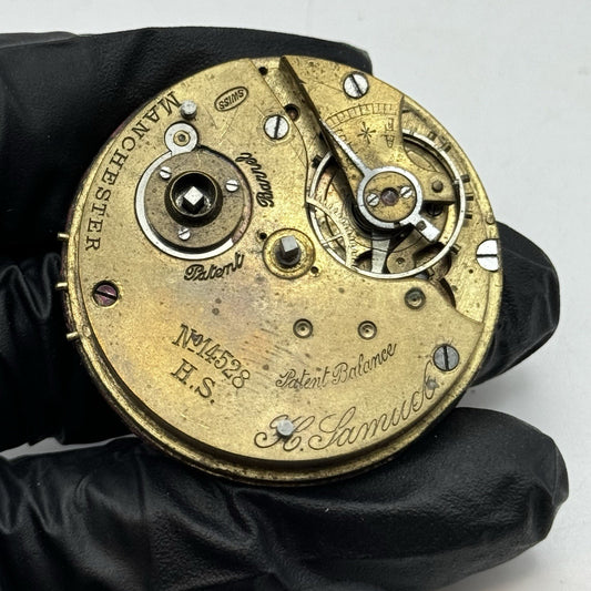 43.1mm Antique H Samuel Acme Lever Patent Balance Pocket Watch Movement - PARTS