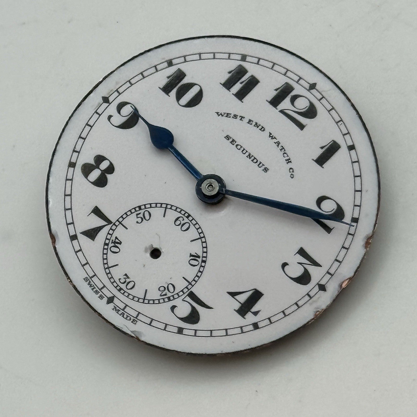 34mm West End Watch Secundus Vintage Trench Watch Dial Hands Main Plate PARTS