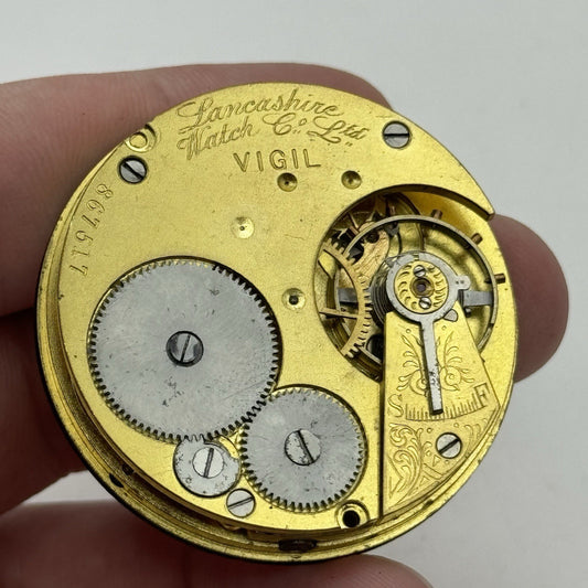 43.2mm Lancashire Watch Co Vigil Prescot Open Face Pocket Watch Movement - PARTS