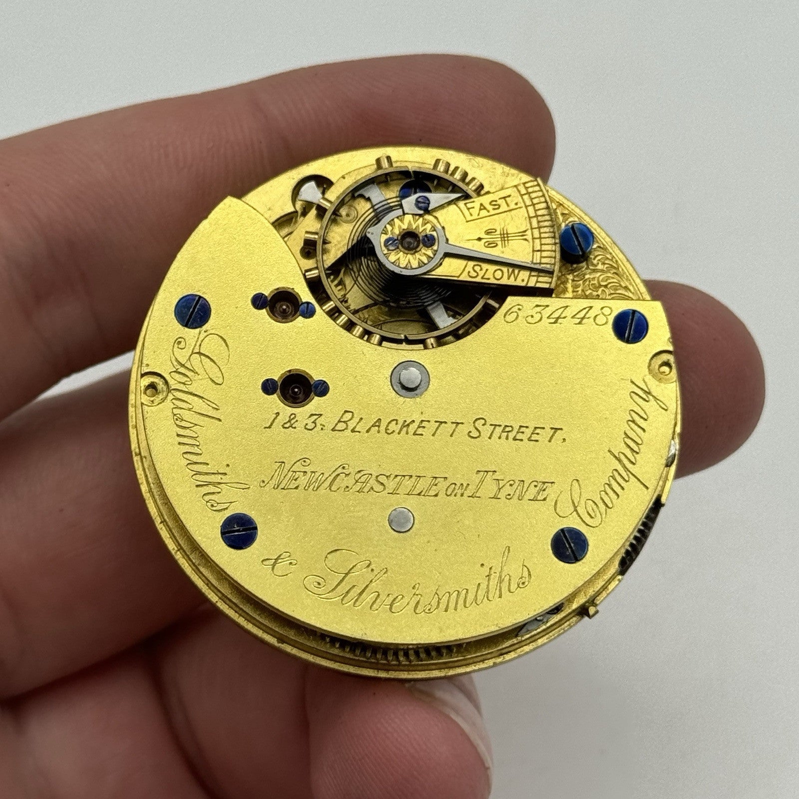 45mm Newcastle Goldsmiths & Silversmiths Company Pocket Watch Movement PROJECT