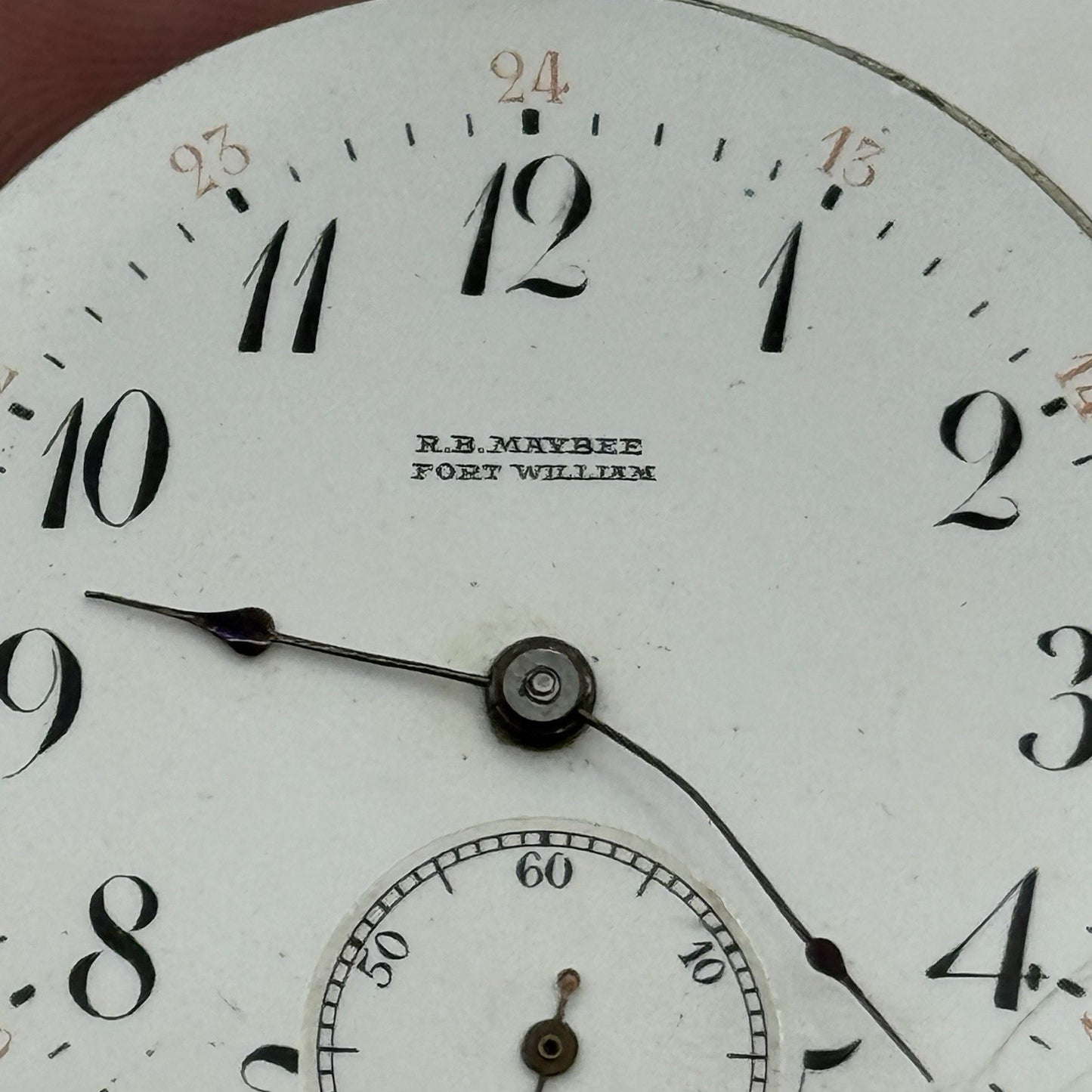 39.6mm 24 Hour Dial RB Maybee Fort William Open Face Pocket Watch Movement PARTS