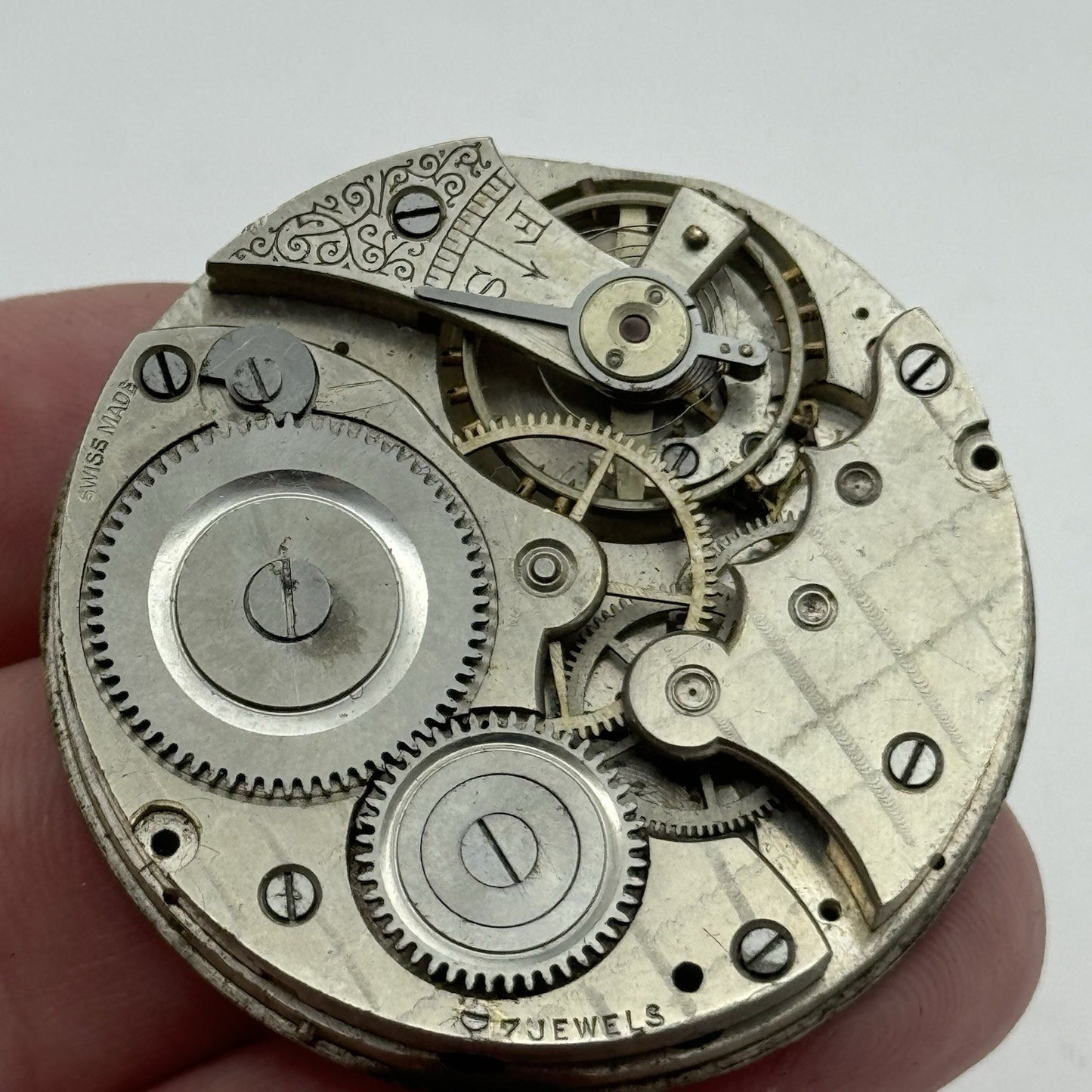42.9mm Unidentified Swiss Balance Ok Hunter Vintage Pocket Watch Movement PARTS