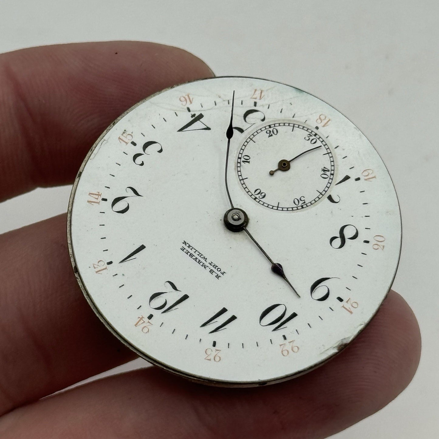39.6mm 24 Hour Dial RB Maybee Fort William Open Face Pocket Watch Movement PARTS