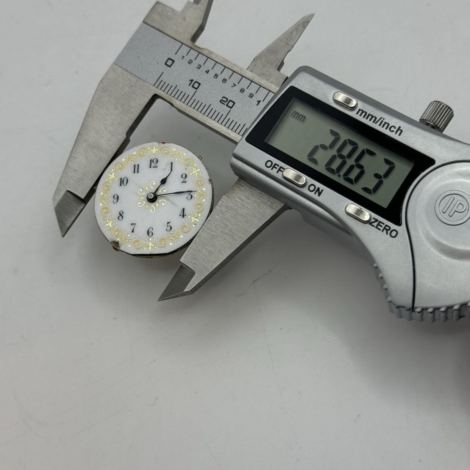 28.6mm Antique Waltman Beautiful Porcelain Dial Pocket Watch Movement - PARTS