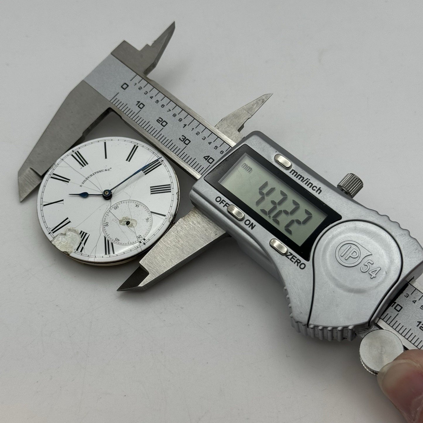 43.2mm Antique Good Balance S Silverstone Cylinder Pocket Watch Movement PARTS