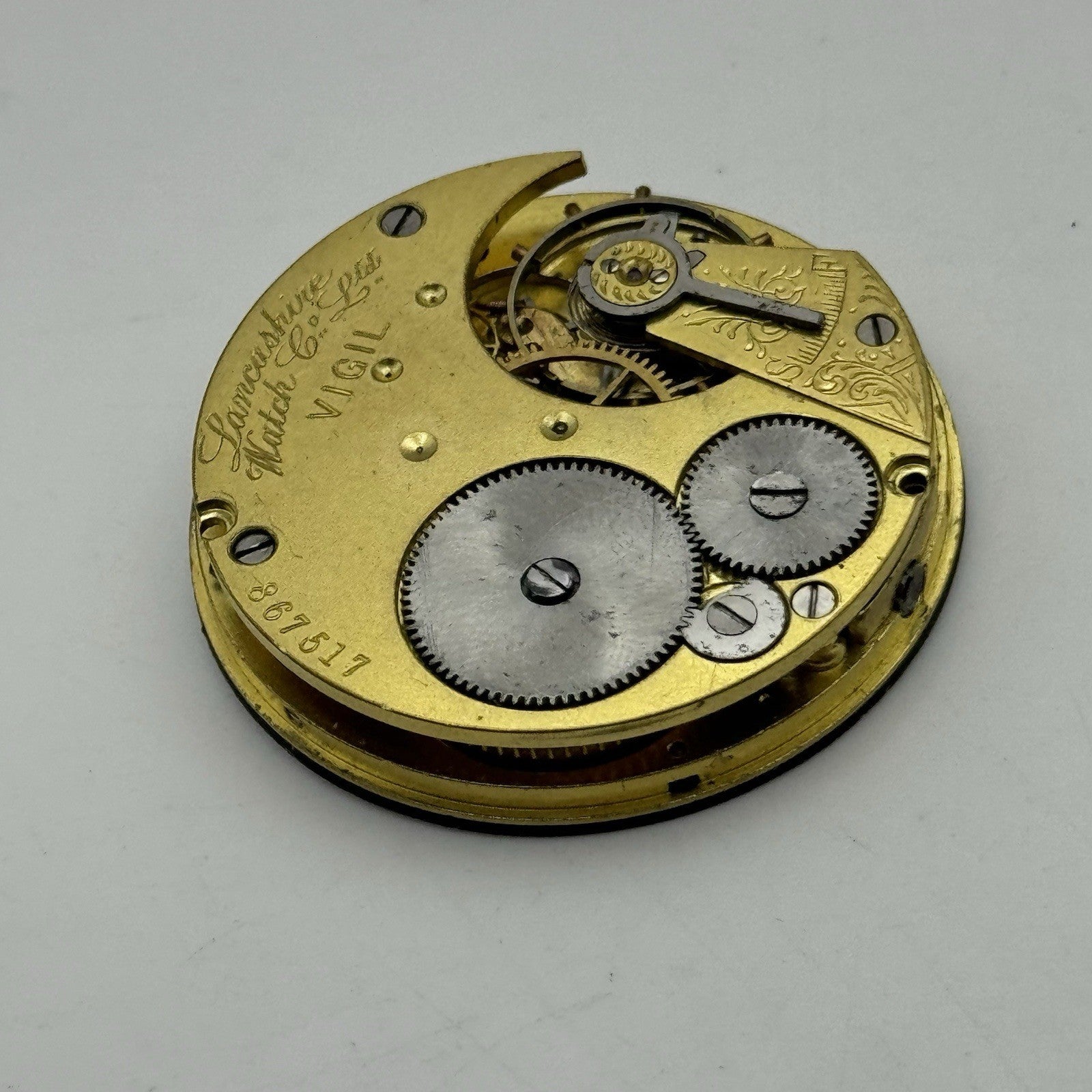 43.2mm Lancashire Watch Co Vigil Prescot Open Face Pocket Watch Movement - PARTS