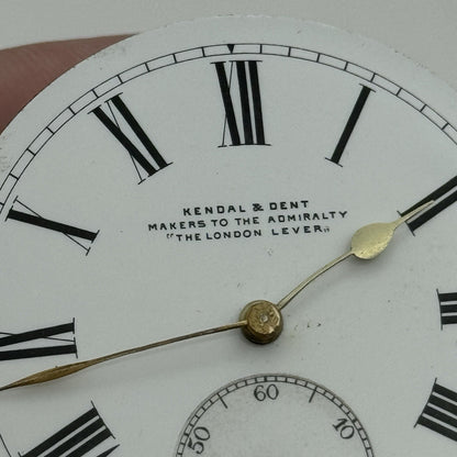 44.1mm Antique Kendal & Dent The London Lever Pocket Watch Movement PARTS REPAIR