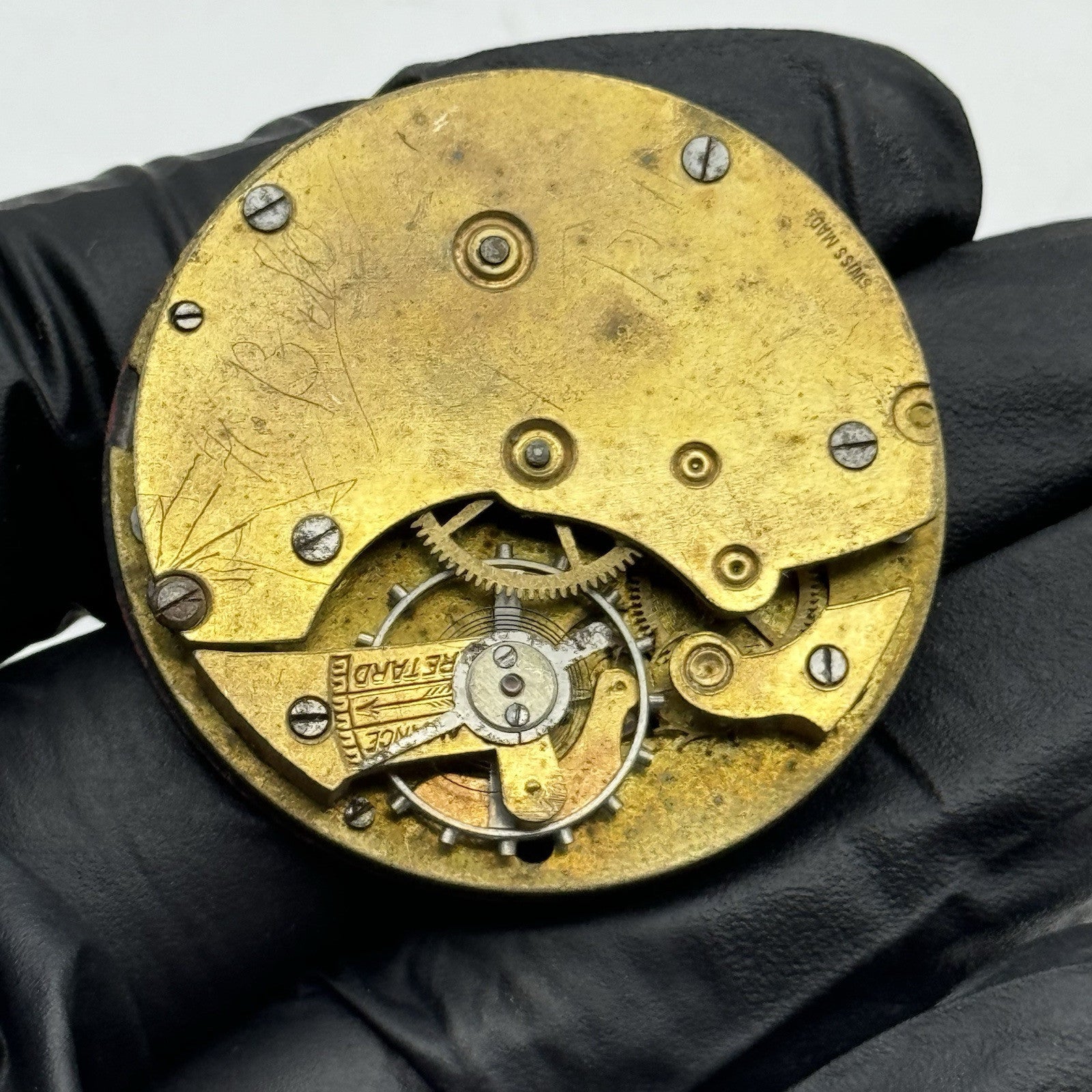 40.8mm Vintage Swiss Hunter Roman Numerals Pocket Watch Movement - PARTS REPAIR