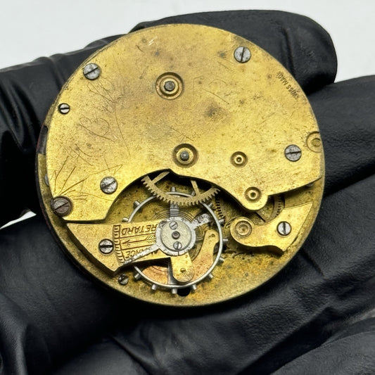 40.8mm Vintage Swiss Hunter Roman Numerals Pocket Watch Movement - PARTS REPAIR