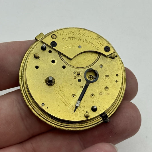 44.9mm Antique Perth & Dunkeld Fusee Pocket Watch Movement - Chain Missing PARTS