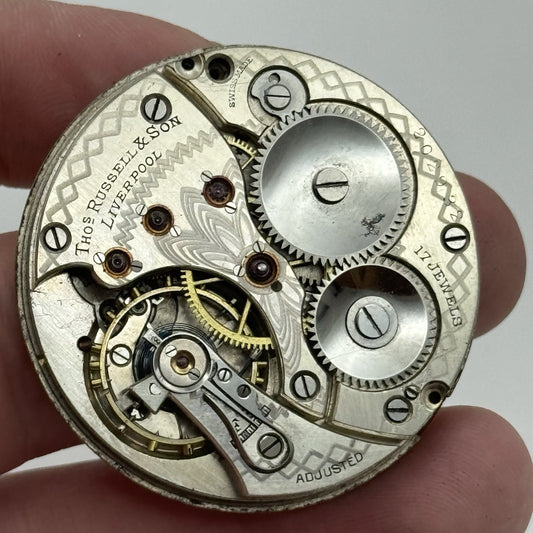 40.9mm High Grade Thomas Russell & Son Open Face Pocket Watch Movement PARTS