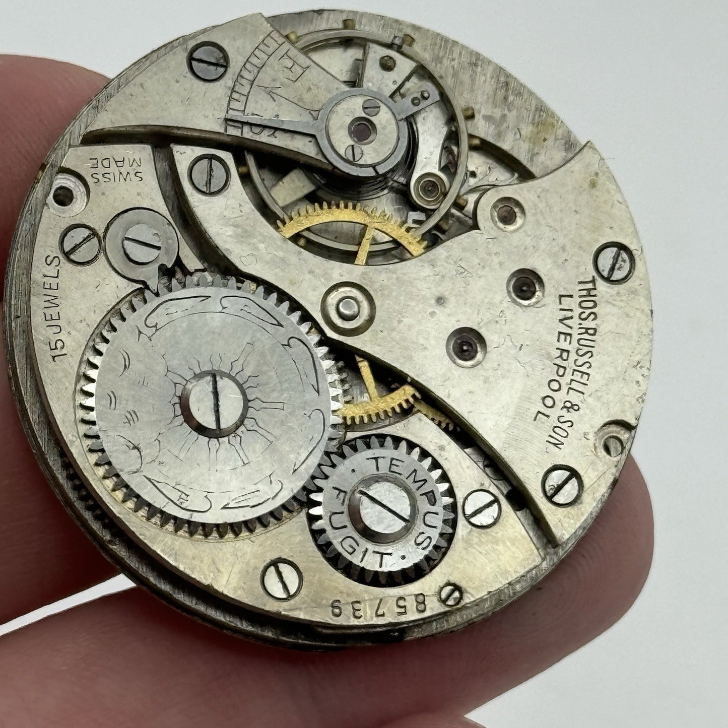 41.7mm Thomas Russell & Son Tempus Fugit Hunter Pocket Watch Movement PARTS