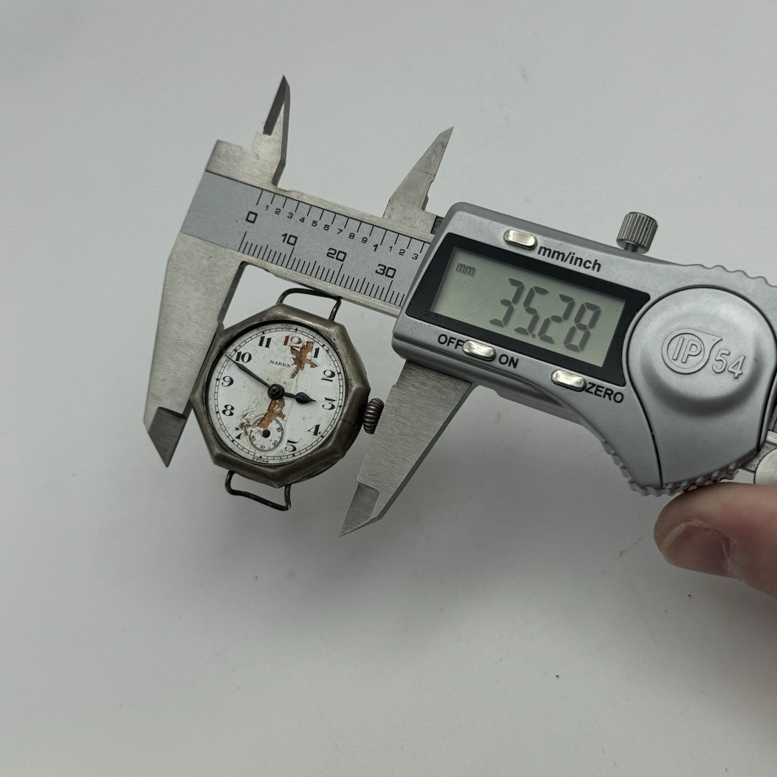 34mm Octagonal Marksman Possibly Silver Trench Watch Vintage TO RESTORE PARTS