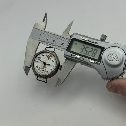 34mm Octagonal Marksman Possibly Silver Trench Watch Vintage TO RESTORE PARTS