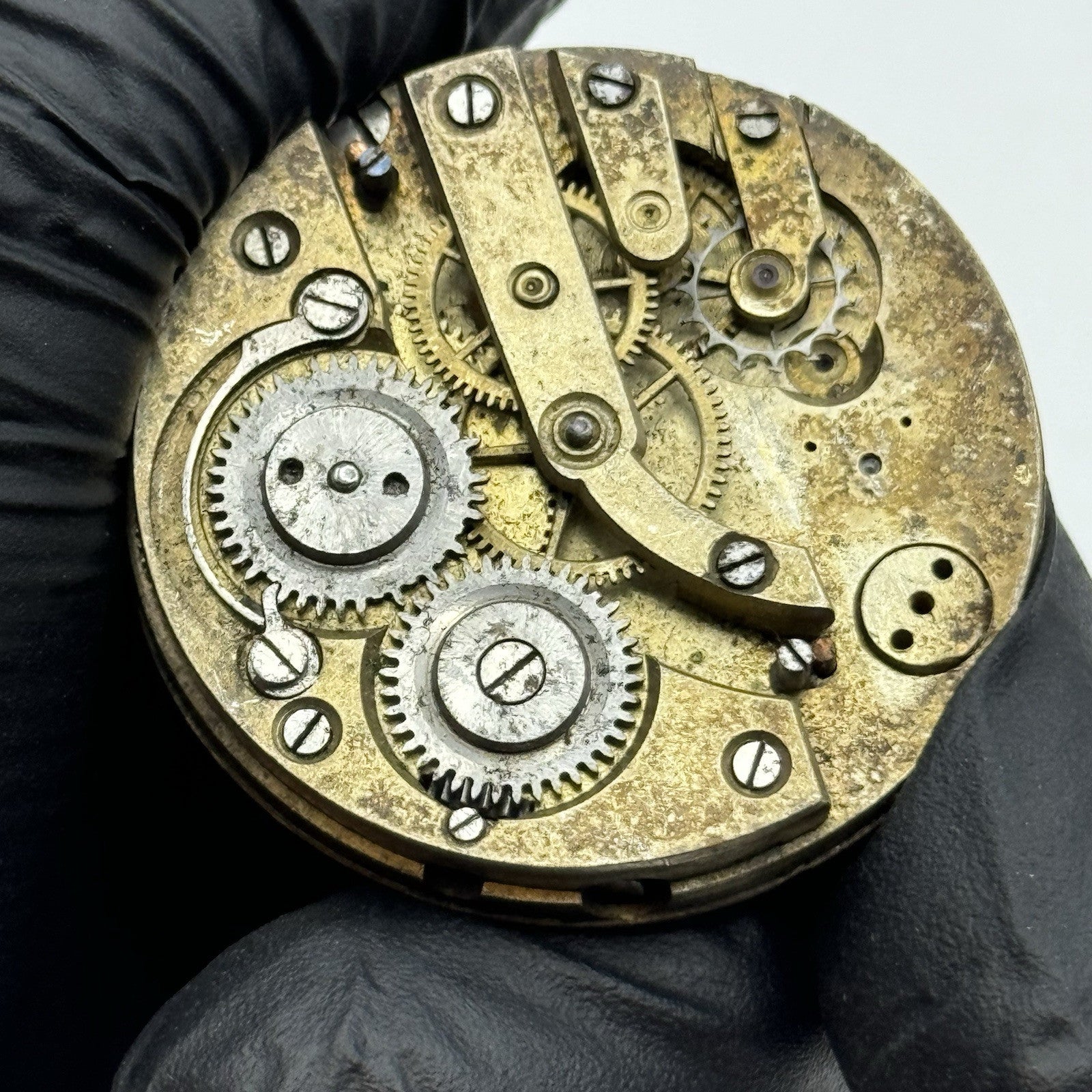 40.6mm Antique Unidentified Cylinder Escapement Pocket Watch Movement - PARTS