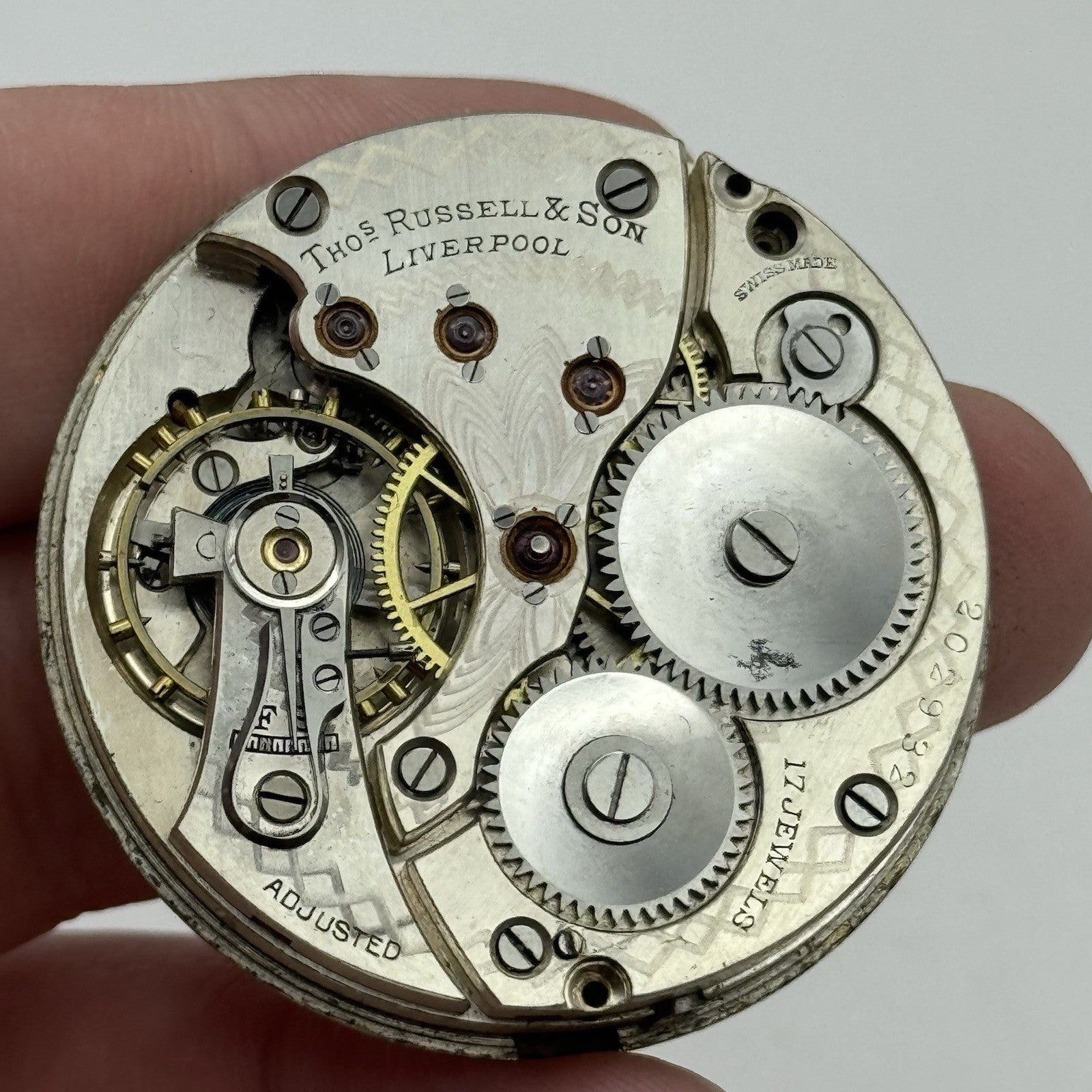 40.9mm High Grade Thomas Russell & Son Open Face Pocket Watch Movement PARTS