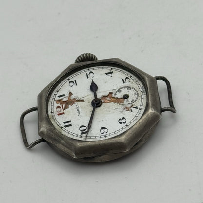 34mm Octagonal Marksman Possibly Silver Trench Watch Vintage TO RESTORE PARTS