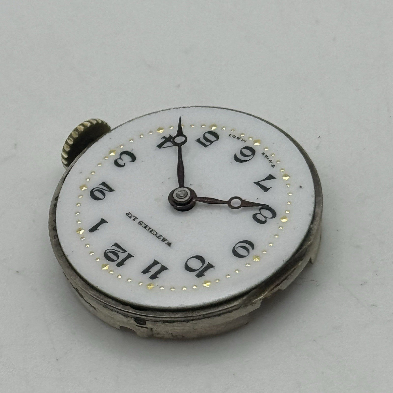 23.6mm Watches LTD Porcelain Dial Hands Watch Movement - Good Balance FOR PARTS