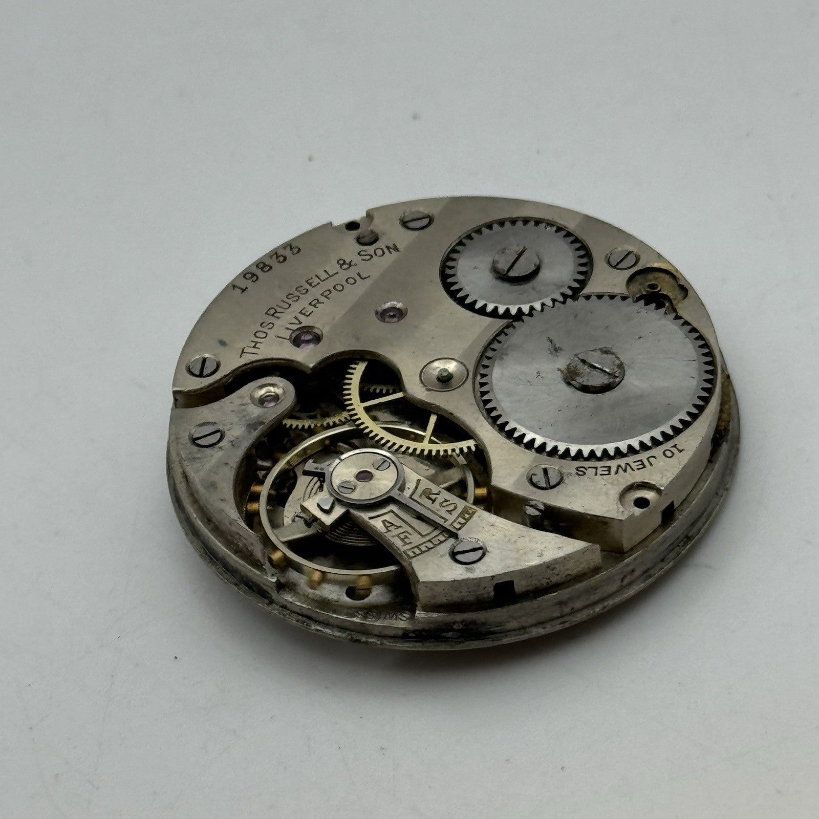43mm Thomas Russell & Son Liverpool Good Balance Pocket Watch Movement PARTS