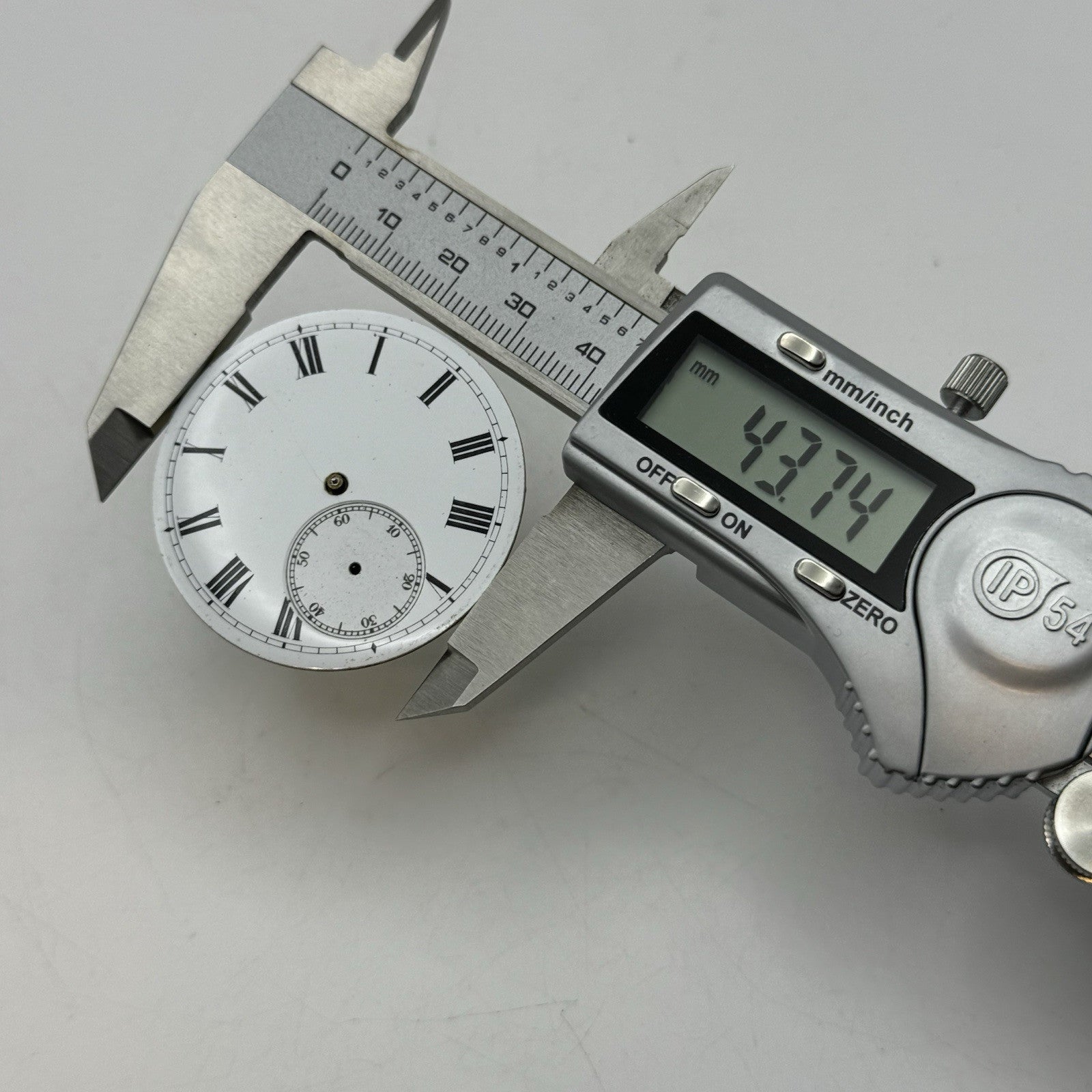 43.7mm Antique Key Wound Pocket Watch Movement - Porcelain Dial PARTS REPAIR